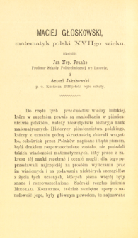 Maciej Głoskowski, matematyk polski XVIIgo wieku