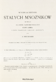 Wyznaczenie stałych mnożnik&oacute;w we wzorach dla linijnej transformacyi funkcyi &theta;. - Summy Gauss'a i prawo wzajemności symbol&oacute;w Legende'a
