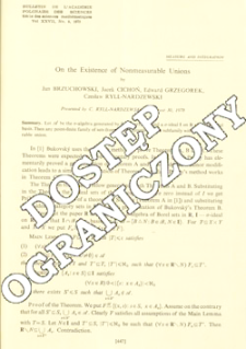 On the existence of nonmeasurable unions