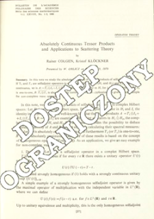 Absolutely continuous tensor products and applications to scattering theory