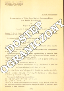 Representation of finite state markov endomorphisms by a special skew product