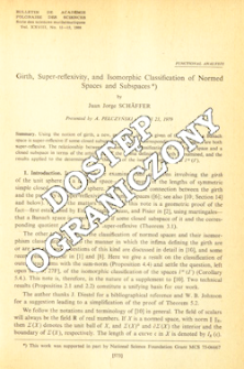 Girth, super-reflexivity, and isomophic classification of normed spaces and subspaces