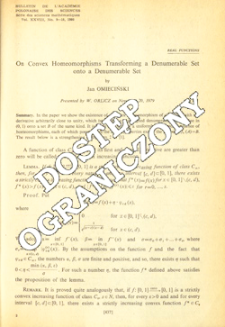On convex homeomorphisms transforming a denumerable set onto a denumerable set