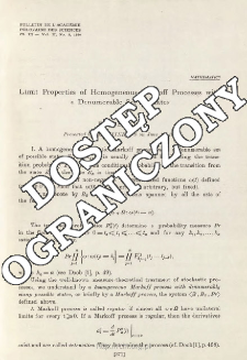 Limit Properties of Homogeneous Markoff Processes with a Denumerable Set of States.