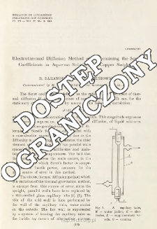 Electrothermal Diffusion Method of Determining the Soret Coeffivients in Aqueous in Aqueous Solutions of Copper Sulphate.