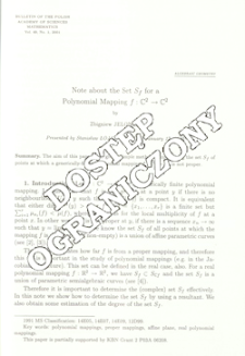 Note about the set Sf for a polynomial mapping f:C2&rarr;C2