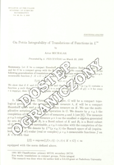 On Pettis integrability of translations of functions in L&infin;