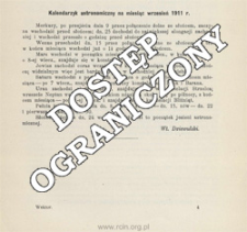Kalendarzyk astronomiczny na miesiąc wrzesień 1911 r.