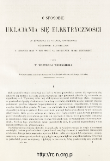 O sposobie układania się elektryczności do r&oacute;wnowagi na wolnym, odosobnionym przewodniku elipsoidalnym i działania jego w tym stanie na jakikolwiek punkt zewnętrzny
