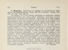 Z literatury. F. Dingeldey. Sammlung von Augaben zur Anwendung der Differential- und Integralrechnung. Erster Teil.