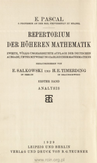 Repertorium der höheren Mathematik. 1. Bd., 3. Teilbd. Analysis