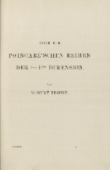 &Uuml;eber die Poincar&eacute;&rsquo;schen Reihen der (&mdash; l)ten Dimension