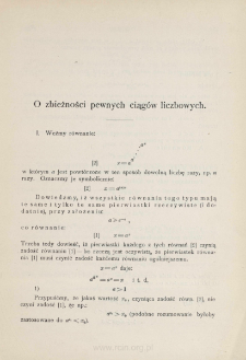 O zbieżności pewnych ciąg&oacute;w liczbowych