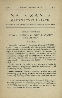 Nauczanie Matematyki i Fizyki R. 1 (1917) nr2