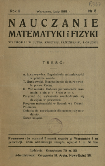 Nauczanie Matematyki i Fizyki R. 2 (1918) nr5