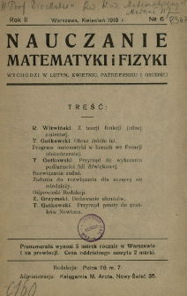 Nauczanie Matematyki i Fizyki R. 2 (1918) nr6