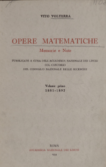 Opere matematiche : memorie e note. Vol. 1, 1881-1892