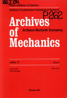 Archives of Mechanics Vol. 55 nr 4 (2003)