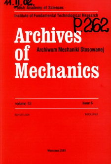 Archives of Mechanics Vol. 53 nr 6 (2001)