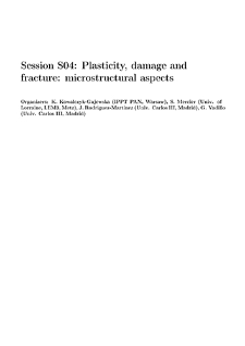 Session S04: Plasticity, damage andfracture: microstructural aspects