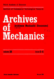 Archives of Mechanics Vol. 38 nr 5-6 (1986)