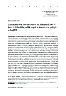 Znaczenie rolnictwa w Polsce na obszarach ONW jako źródła dóbr publicznych w kontekście polityki rolnej UE