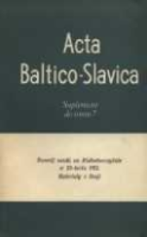 Acta Baltico-Slavica T. 7, Suplement (1971)