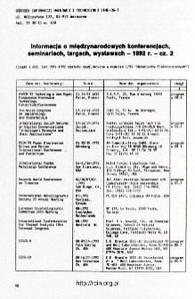Udział pracownik&oacute;w ITME w konferencjach 1991 nr 4(76) = ITME employees participation in conferences 1991 nr 4(76)