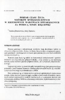 Pomiar czasu życia nośników mniejszościowych w krzemowych warstwach epitaksjalnych za pomocą sondy rtęciowej = Minority carriers generation lifetime measuring by means of mercury prote