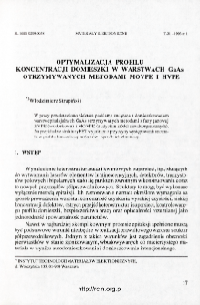 Optymalizacja profilu koncentracji domieszki w warstwach GaAs otrzymywanych metodami MOVPE i HVPE = Optimalization of doping profile in GaAs epilayers obtained by MOVPE and HVPE methods