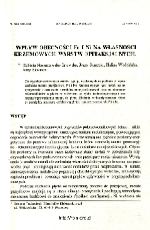 Wpływ obecności Fe i Ni na własności krzemowych warstw epitaksjalnych = Influence of Ni and Fe on silicon epitaxial layers properties