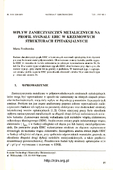 Wpływ zanieczyszczeń metalicznych na profil sygnału EBIC w krzemowych strukturach epitaksjalnych = Influence of metalic contaminations on EBIC signal profiles in silicon epilayers