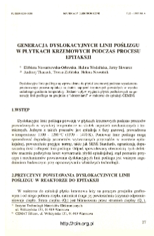 Generacja dyslokacyjnych linii poślizgu w płytkach krzemowych podczas procesu epitaksji