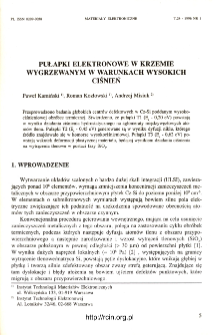 Pułapki elektronowe w krzemie wygrzewanym w warunkach wysokich ciśnień = Electron traps in silicon annealed under high pressure