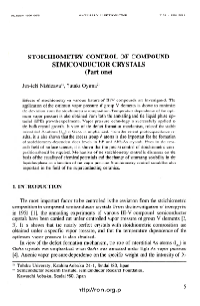 Stoichiometry control of compound semiconductor crystals. Part 1 =