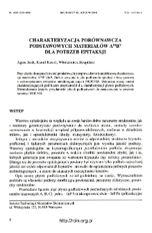 Charakteryzacja por&oacute;wnawcza podstawowych materiał&oacute;w AIIIBV dla potrzeb epitaksji =