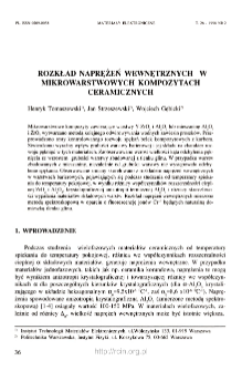 Rozkład naprężeń wewnętrznych w mikrowarstwowych kompozytach ceramicznych = Effect of residual stresses in layered ceramic microcomposites on crack propagation during fracture