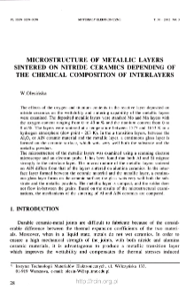 Microstructure of metallic layers sintered on nitride ceramics depending of the chemical composition of interlayers