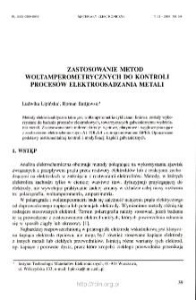 Zastosowanie metod woltamperometrycznych do kontroli proces&oacute;w elektroosadzania metali =