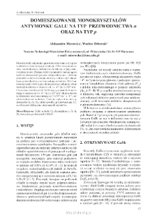 Domieszkowanie monokryształ&oacute;w antymonku galu na typ przewodnictwa n oraz na typ p = Doping gallium antimonide single crystals for n-type and p-type conductivity