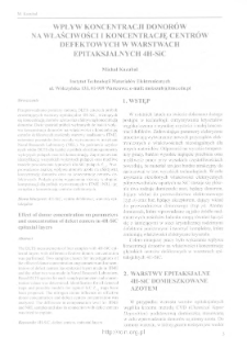 Wpływ koncentracji donor&oacute;w na właściwości i koncentrację centr&oacute;w defektowych w warstwach epitaksjalnych 4H-SiC = Effect of donor concentration on parameters and concentration of defect centers in 4H-SiC epitaxial layers