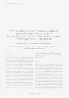 Wpływ strumienia foton&oacute;w na obrazy prążk&oacute;w widmowych HRPITS dla radiacyjnych centr&oacute;w defektowych w monokryształach krzemu = Effect of photon flux on HRPITS spectral images for radiation defect centers in silicon single crystals