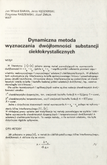 Dynamiczna metoda wyznaczania dw&oacute;jłomności substancji ciekłokrystalicznych = Dynamic optimation method of birefringence of liquidcristalline substrates