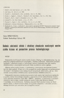 Badania zależności składu i struktury chemicznie osadzonych warstw azotku krzemu od parametr&oacute;w procesu technologicznego = Investigation of chemically deposited Si3N4 films composition and structure-depending on technological process parameters