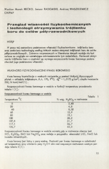 Przegląd własności fizykochemicznych i technologii otrzymywania tr&oacute;jtlenku boru do cel&oacute;w p&oacute;łprzewodnikowych = Physical and chemical properties and the production methods of boron oxide for semiconductors - a review
