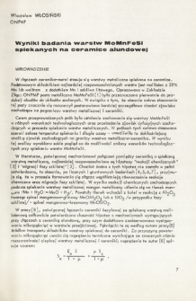 Wyniki badania warstw MoMnFeSi spiekanych na ceramice alundowej = Sintered layers of MoMnFeSi on alumina ceramics - the results of research