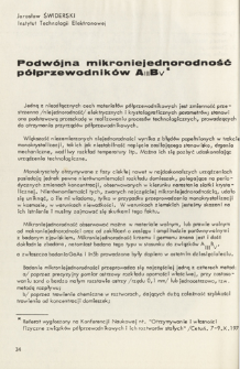Podw&oacute;jna mikroniejednorodność p&oacute;łprzewodnik&oacute;w AIIIBV = Double microunhomogeneity of the semiconductor group AIIIBV