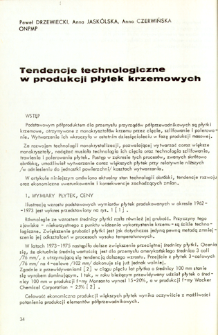 Tendencje technologiczne w produkcji płytek krzemowych = Trends in silicon wafers production