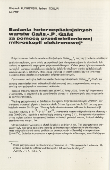 Badania heteroepitaksjalnych warstw GaAs1-xPx/GaAs za pomocą prześwietleniowej mikroskopii elektronowej = Investigation of heteroepitaxial layers GaAs1-xPx/GaAs by means of transmission electron microscopy