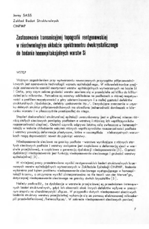 Zastosowanie transmisyjnej topografii rentgenowskiej w nierównoległym układzie spektrometru dwukrystalicznego do badania homoepitaksjalnych warstw Si